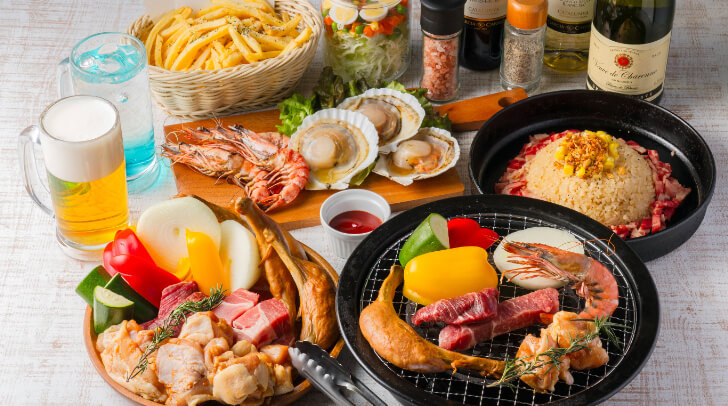 そごう大宮ビアガーデンのBBQメニュー（出典：ビアガーデン THE SKY RESORT BBQ SOGO OMIYA）