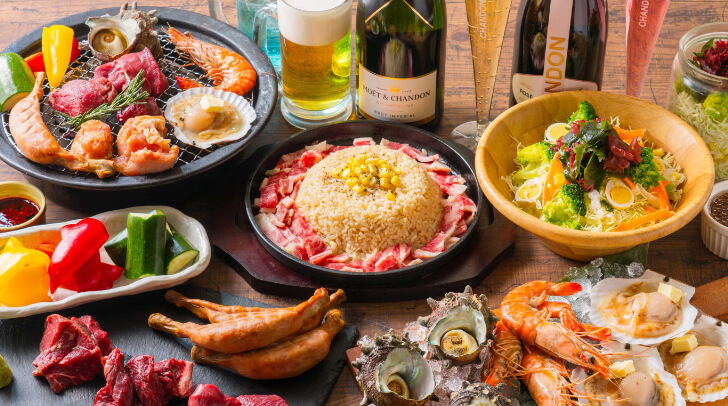 そごう大宮屋上ビアガーデンのメニュー（出典：THE SKY RESORT BBQ SOGO OMIYA）