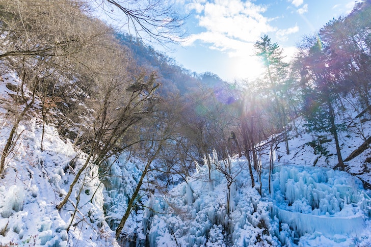 雪景色の尾ノ内渓谷の風景