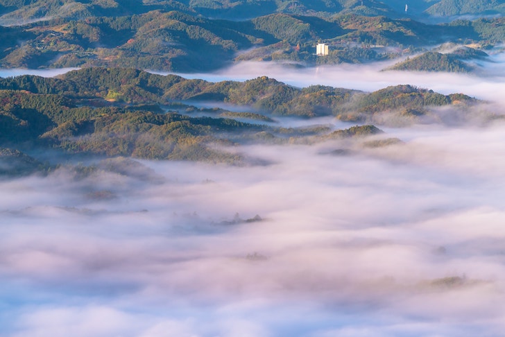 美の山公園の展望台から見える雲海