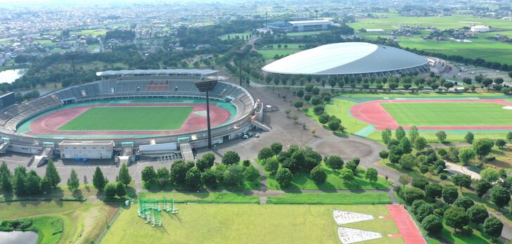 上空から見た熊谷スポーツ文化公園（提供：埼玉公園緑地協会）