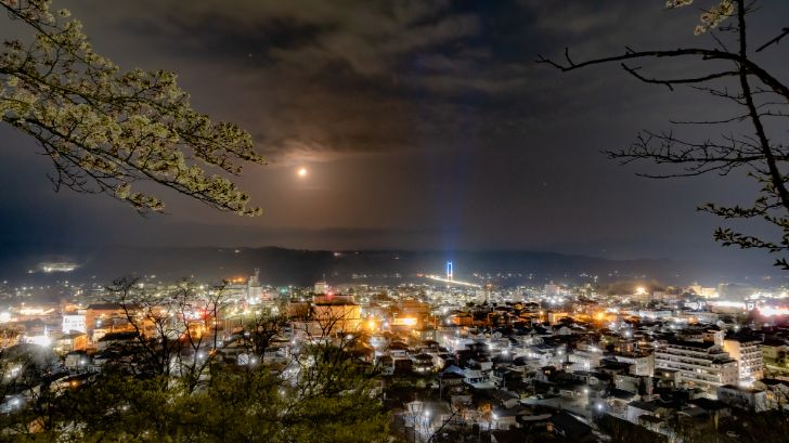 春の羊山公園から見た秩父市の夜景